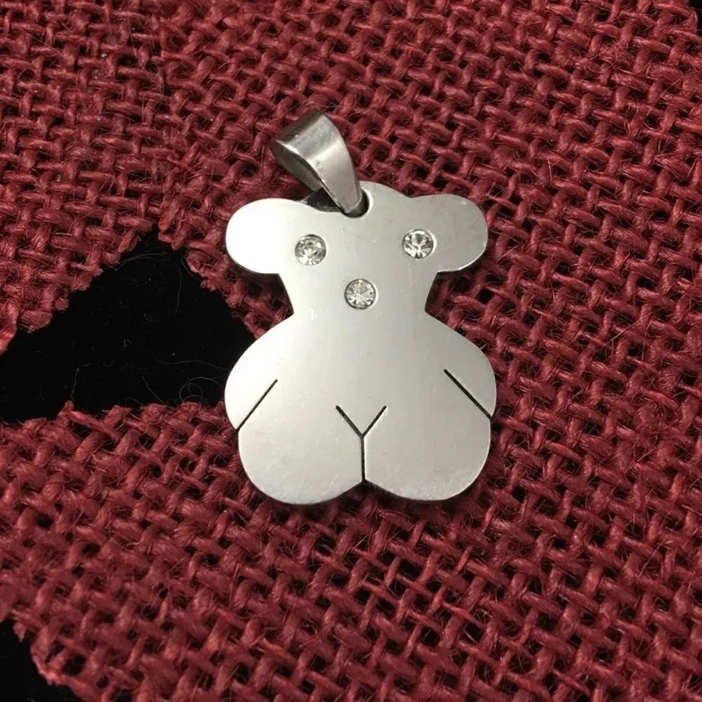 Vintage Designer Inspired Edforce Stainless Steel CZ Bear Pendant